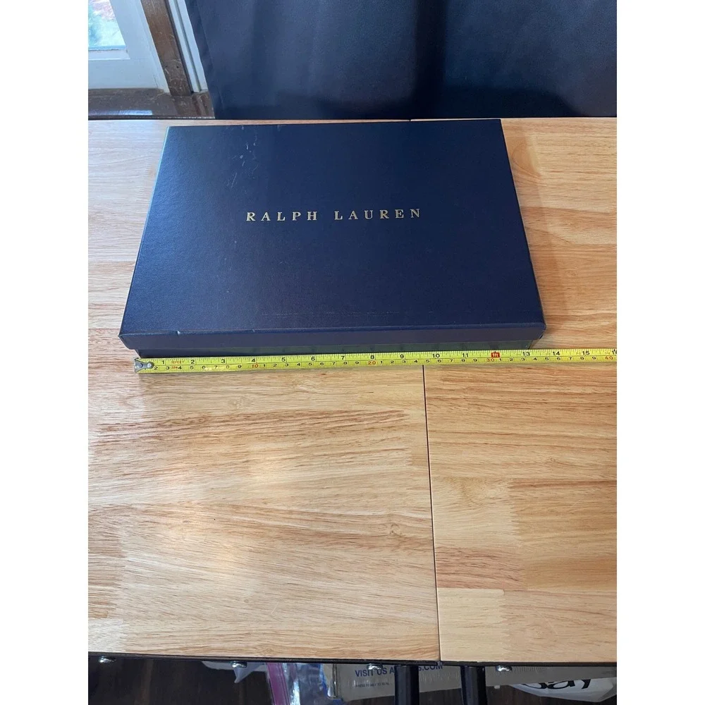 Ralph Lauren‎ Navy Blue Gold Logo Luxury Gift Box Storage 15.5x11.5x2 inch